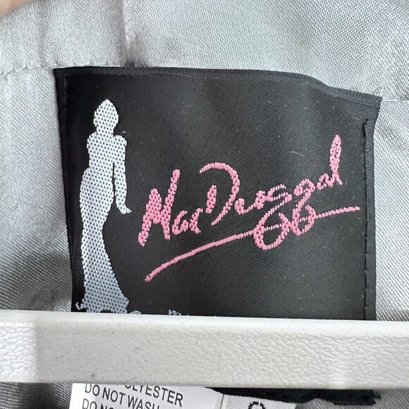 Mac Duggal Floral Embroidered Illusion Long Sleeve Gown Platinum Silver NWT 8 - Picture 9 of 12